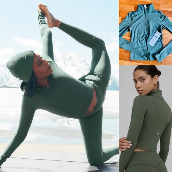 NEW ALO Yoga Soft Sculpt Precision 1/4 Zip Long Sleeve Clover Green Top XS - Picture 2 of 16